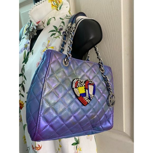 Michael Kors Blue Purple Customized Tote Bag - Picture 7 of 15